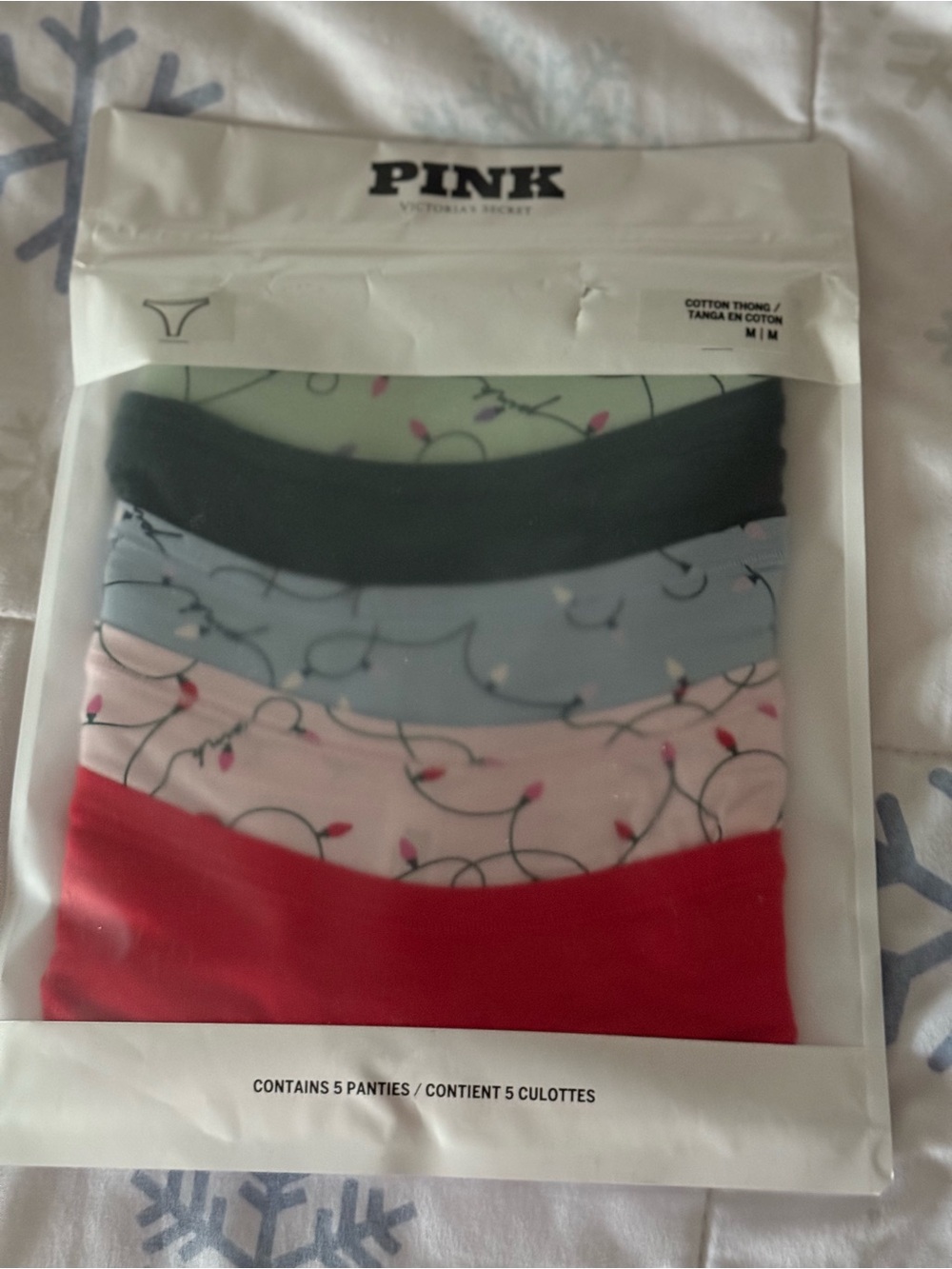 VICTORIA'S SECRET Pink Cotton Thongs Size Medium 5 Pack Underwear Sealed New
